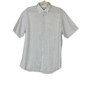 James Campbell blue and‎ white collared short sleeve button down. Size L